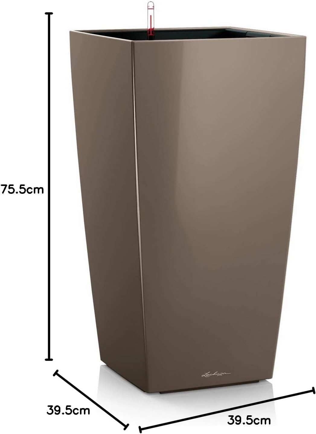 LECHUZA CUBICO Premium 40 taupe hochglanz 18215 39.5x39.5x75.5 cm Taupe Hochglanz, 39.5x39.5x75.5 cm