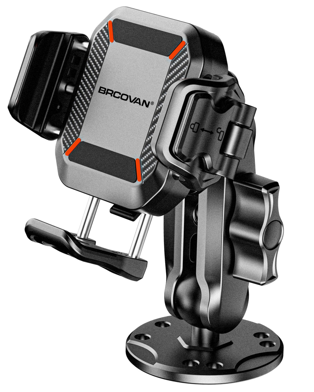 BRCOVAN Handyhalterung mit Vibrationsdämpfer [1s Lock] mit runder Aluminiumbasis und mittellangem Ar