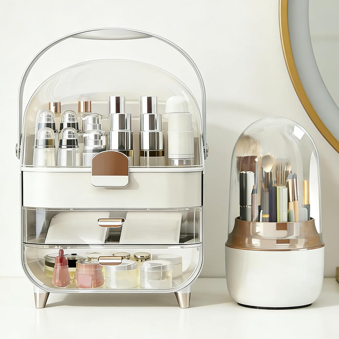 2 StüCk Make Up Organizer & Drehbar Pinselhalter, GrossE KapazitäT ParfüM Organizer, Kosmetik Organi