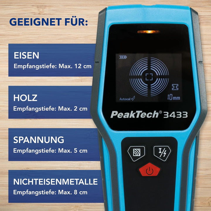 PeakTech P3433 – Professionelles Leitungssuchgerät – Digitaler Leitungssucher für Stromleitungen, Me
