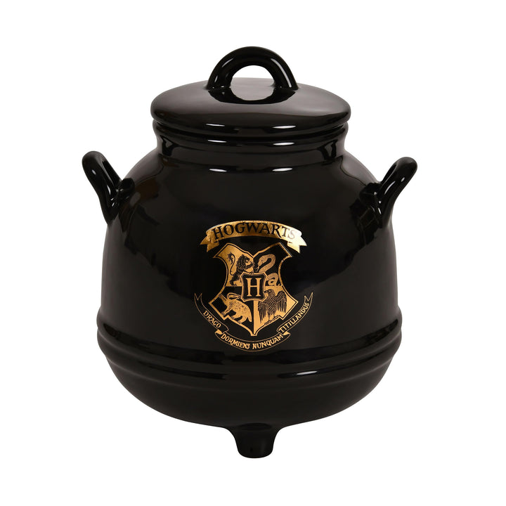 Elbenwald Harry Potter Hogwarts Kessel Keksdose - mit Hogwarts Schule Wappenmotiv Keramik Schwarz, H