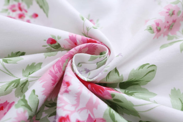 Meaning4 Kissenbezüge mit Rosen-Blumenmuster, mit Rüschen, Shabby Chic, Queen-Size-Kissenbezüge, 50