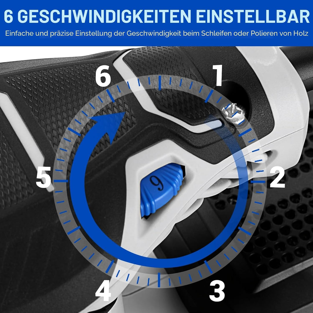 Exzenterschleifer 125mm mit Absaug 300W: DEKOPRO Schleifmaschine für Holz mit 16 Schleifpapieren,6 G