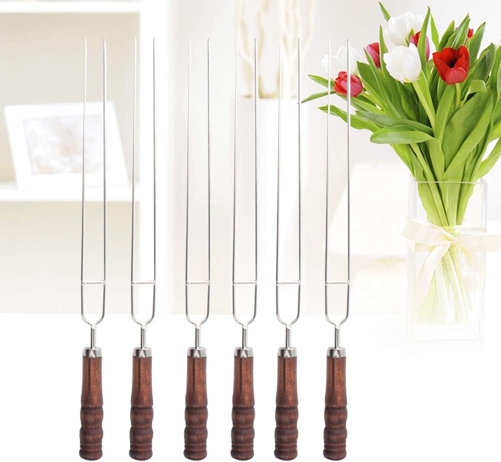 DOITOOL Grillspiesse für Gilling Edelstahl Kabob Spiesse zum Grillen 6 Stück 2 Zinken Grillspiesse B