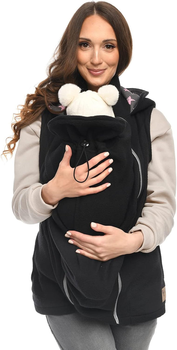 MijaCulture 3in1 ärmellos Trageweste Umstandspullover/für Tragetuch für Babytrage 4131 L Schwarz, L