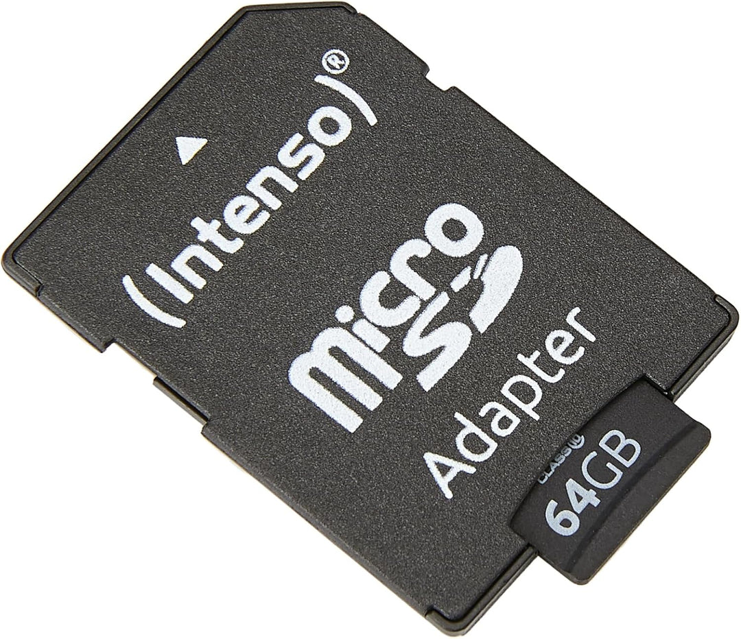 Intenso microSDXC 64GB Class 10 Speicherkarte inkl. SD-Adapter, schwarz Class 10 64, 64 GB