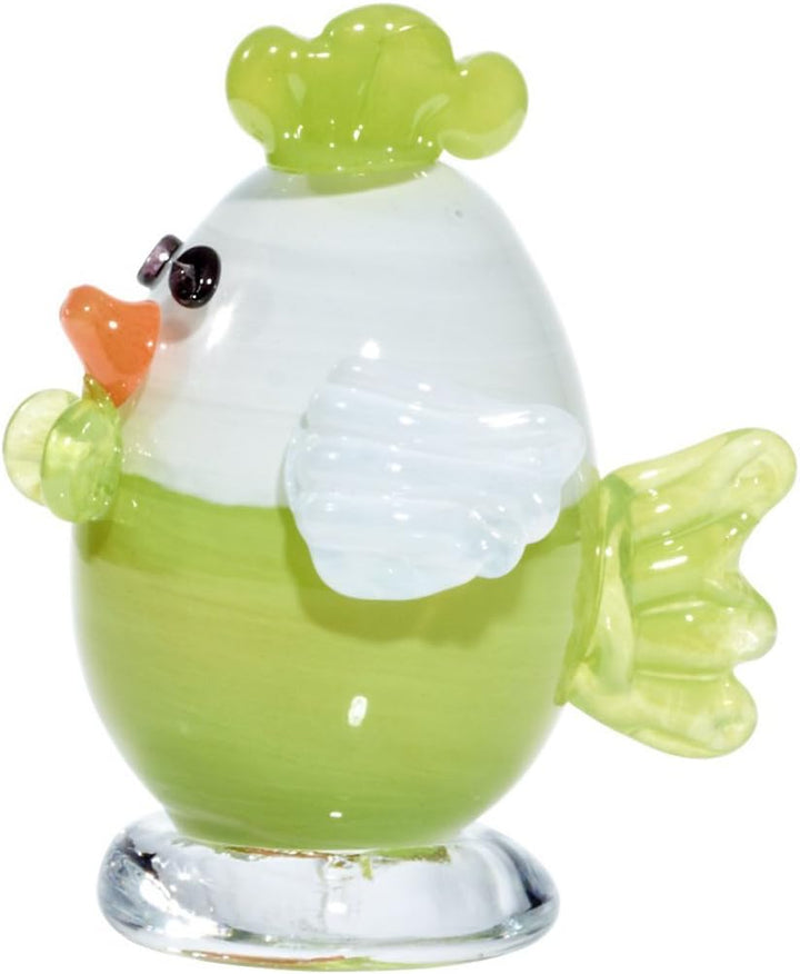 CRISTALICA Glasfigur Küken grün/weiss 10,5cm