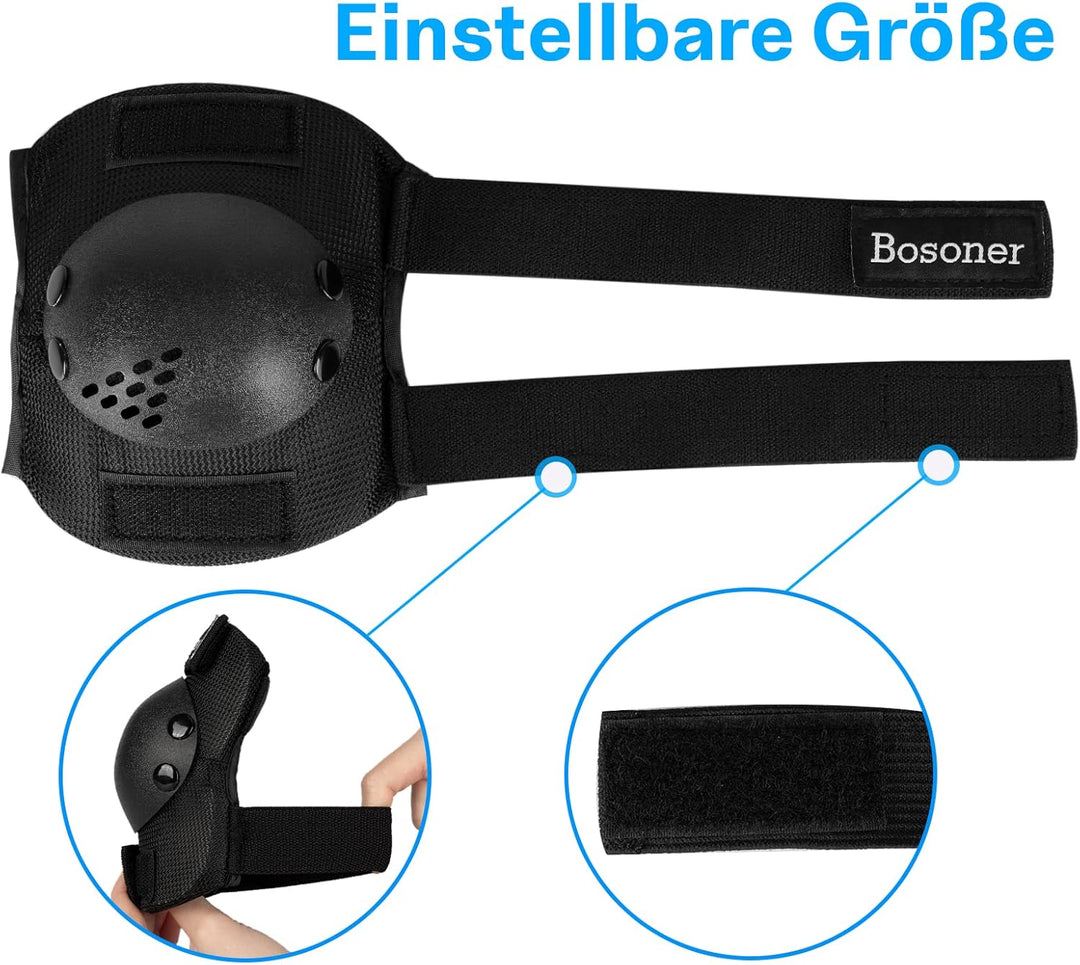 BOSONER Knieschoner Kinder Schoner Inliner Protektoren 6er Set Schützer Inliner Inline Skates Knie U