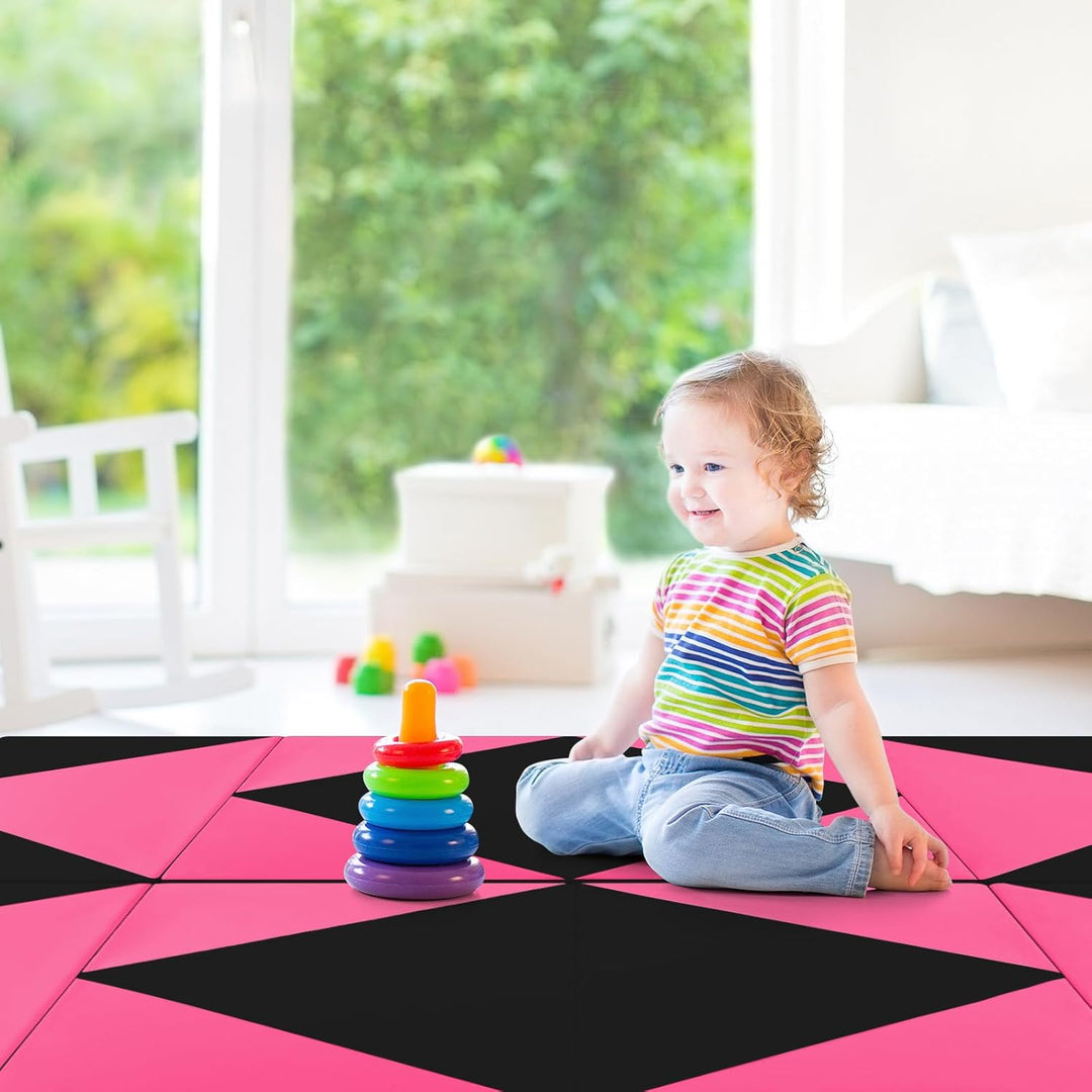 GOPLUS Turnmatte klappbar, 240×117×5cm Weichbodenmatte mit 2 Tragegriffen & Klettverschlüssen, Gymna