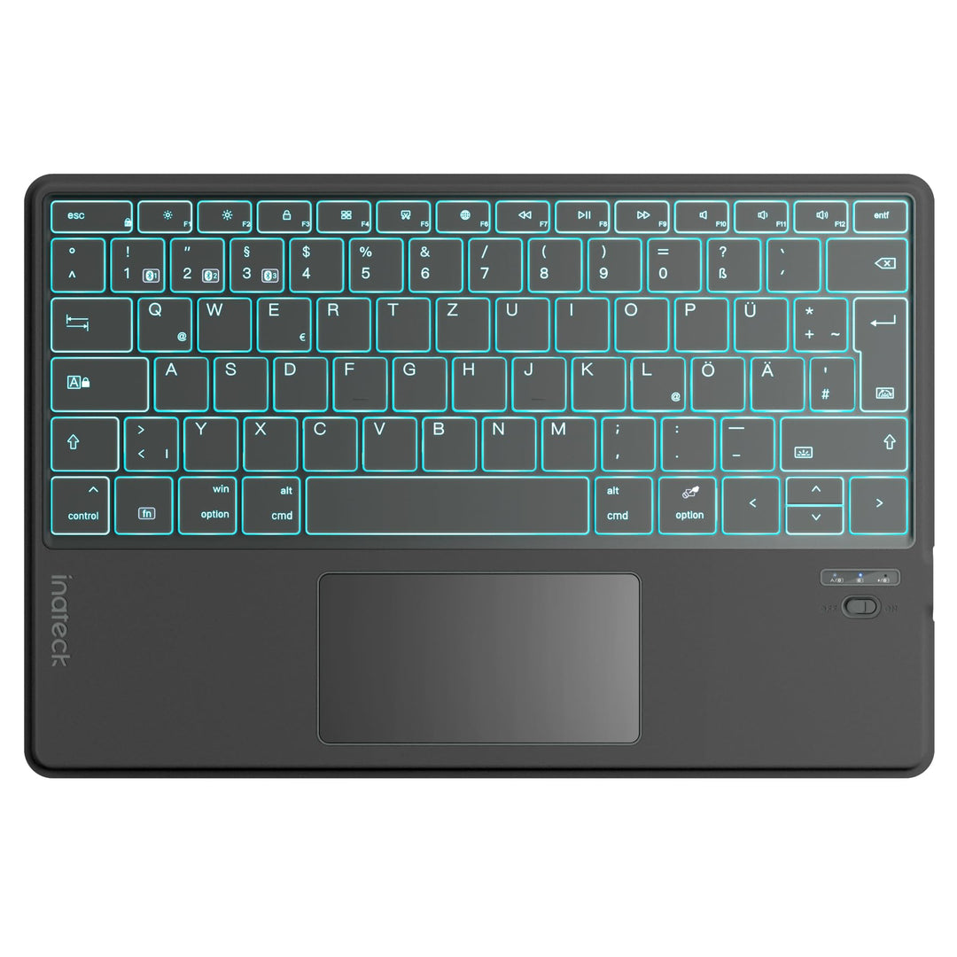 Inateck Bluethooth Tastatur mit Touchpad,Tablet Tastatur Ultra-Slim, mit 3 Bluetooth Kanälen für Win