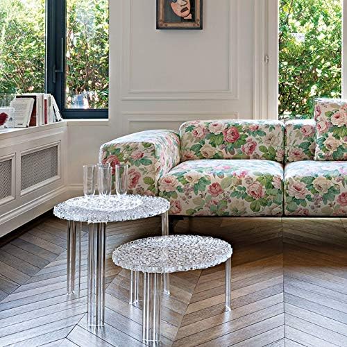 Kartell 08501B4 T-Table Möbel, Grau/Transparent, 50 x 50 x 36 cm H. 36 cm Cristallo, H. 36 cm Crista