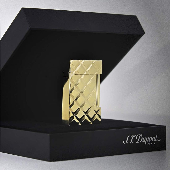 S.T. Dupont Feuerzeug Ligne 2 Slim gesteppt gelbgold