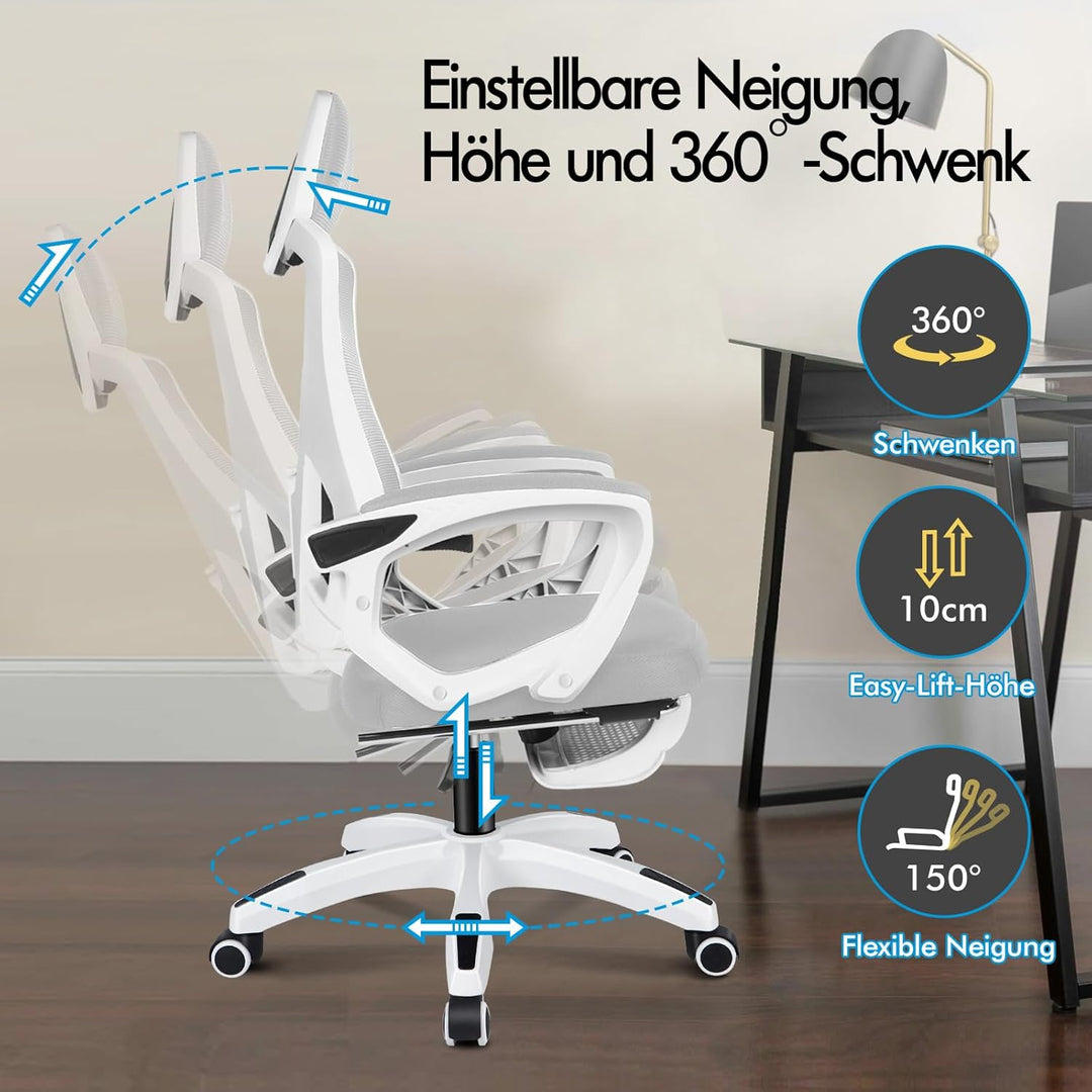 ALFORDSON Mesh Bürostuhl Chefsessel Schreibtischstuhl Ergonomischer,Hochlehner Grossflächiger Lenden