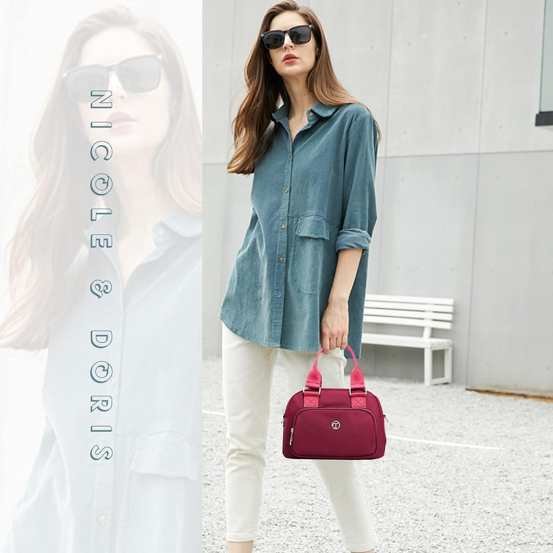 NICOLE &amp; DORIS Handtasche Messenger Bag Damen Casual Schultertasche Nylon Wasserdicht Leichte Umhäng