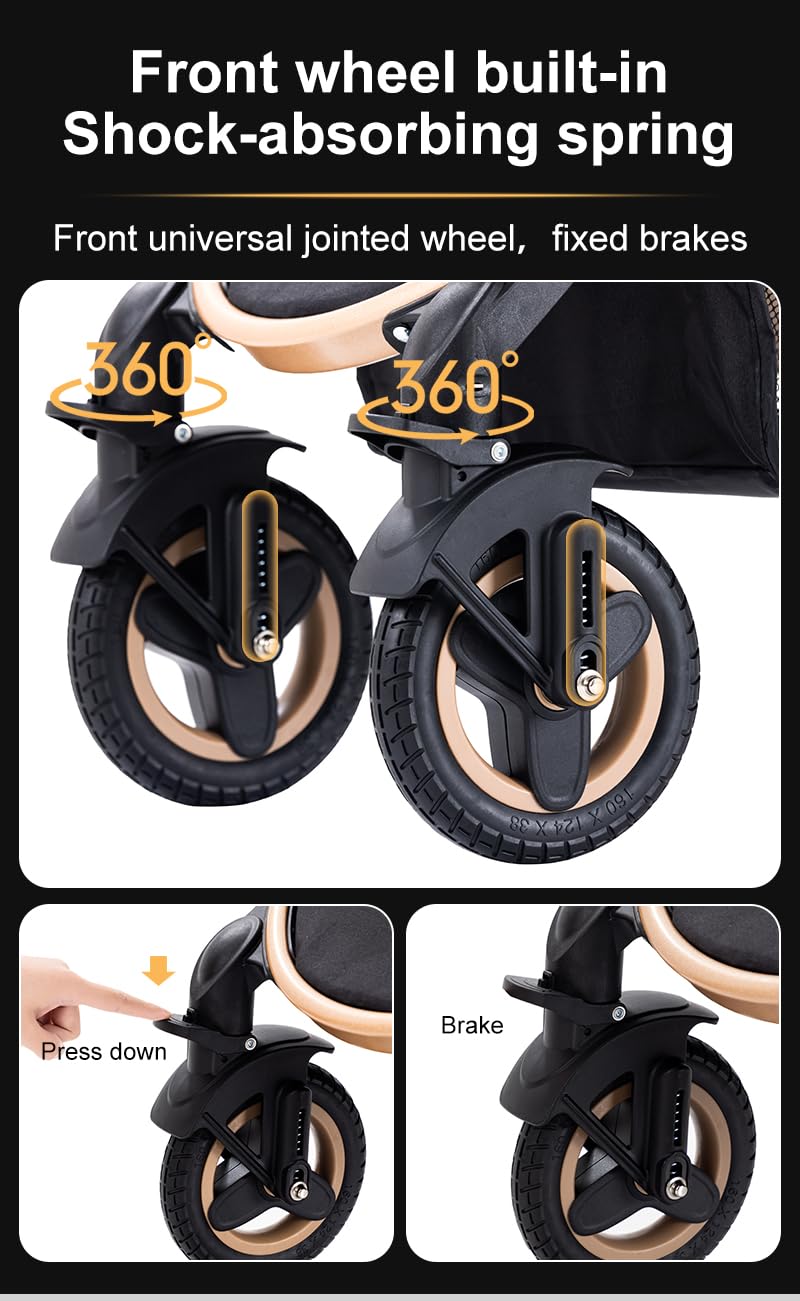 YAZOCO kinderwagen 3 in 1,Kombikinderwagen reisesysteme mit tragbar Moskitonetz Regenschutz Fusssack