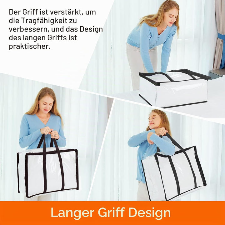 Vieshful 3 Stück Transparente Plastik Aufbewahrungstasche, 40+60+90L Organizer Aufbewahrungsbox Klei