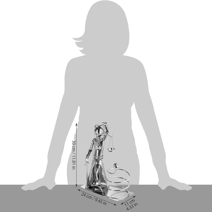 BRUBAKER Weinflaschenhalter Justitia mit Schlange - Metall Skulptur Flaschenständer - Metallfigur We