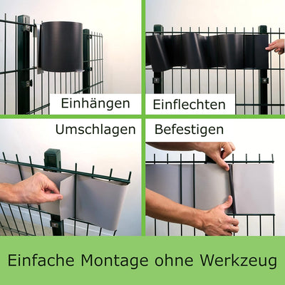 workingHOUSE PVC Sichtschutzstreifen für Doppelstabmattenzaun - 450g/m² 50 m x 19 cm - Zaunsichtschu