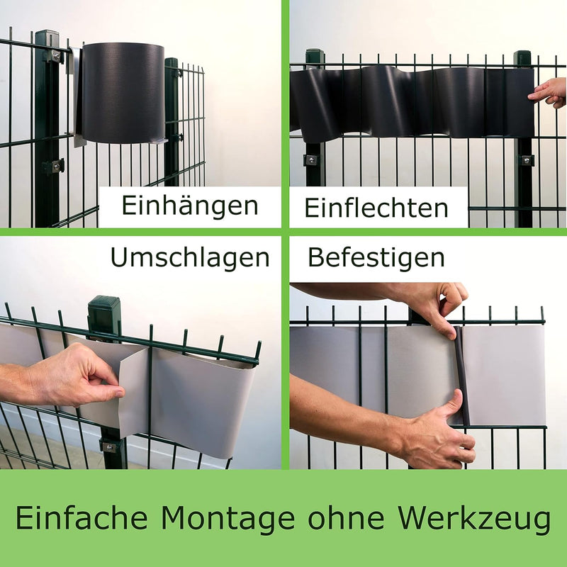workingHOUSE PVC Sichtschutzstreifen für Doppelstabmattenzaun - 450g/m² 50 m x 19 cm - Zaunsichtschu