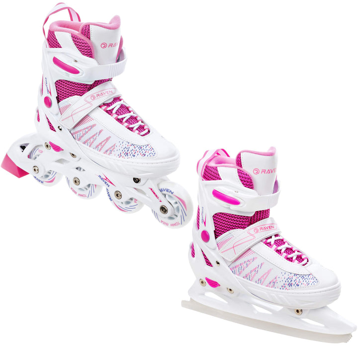 RAVEN 2in1 Schlittschuhe Inline Skates Inliner für Kinder Mädchen verstellbar