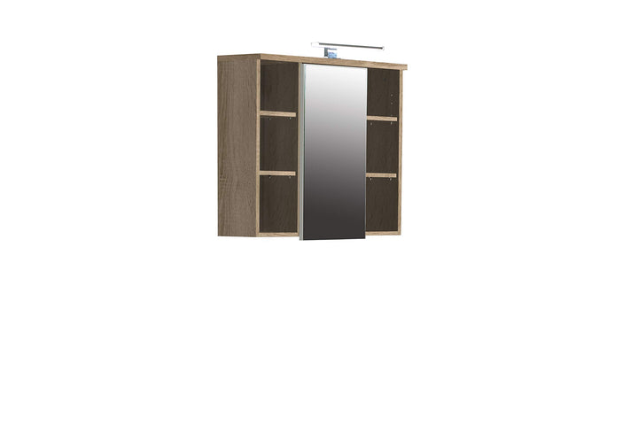 FORTE Veris Hängeschrank mit 1 Spiegeltür, Holzwerkstoff, Sonoma Eiche / Weiss Hochglanz, 68,1 x 68,