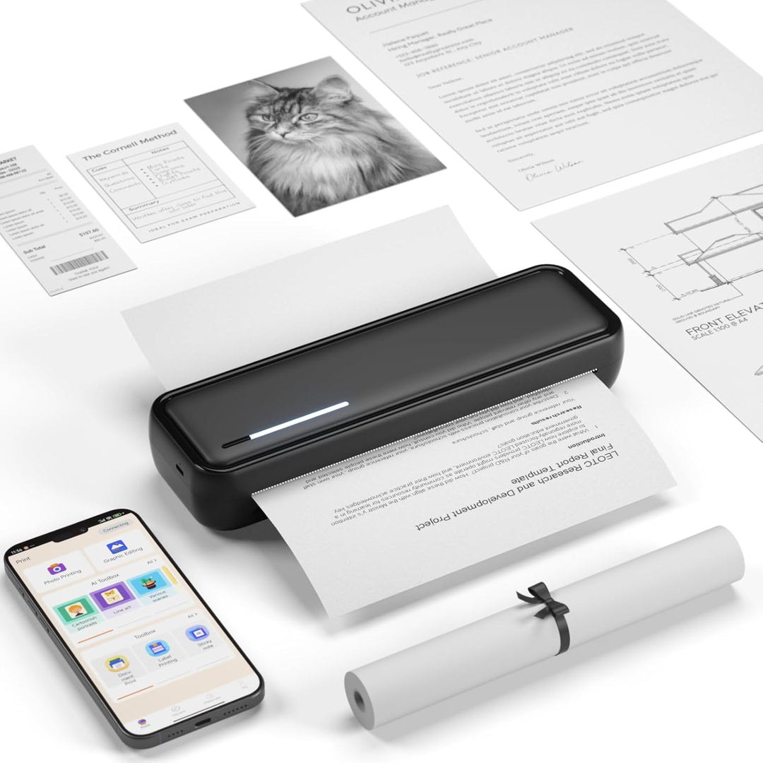 Bisofice X9 Mobiler Drucker Thermodrucker A4, Bluetooth Tragbarer Drucker für Handy, Portable Printe