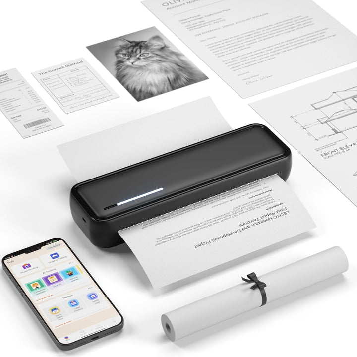 Bisofice X9 Mobiler Drucker Thermodrucker A4, Bluetooth Tragbarer Drucker für Handy, Portable Printe