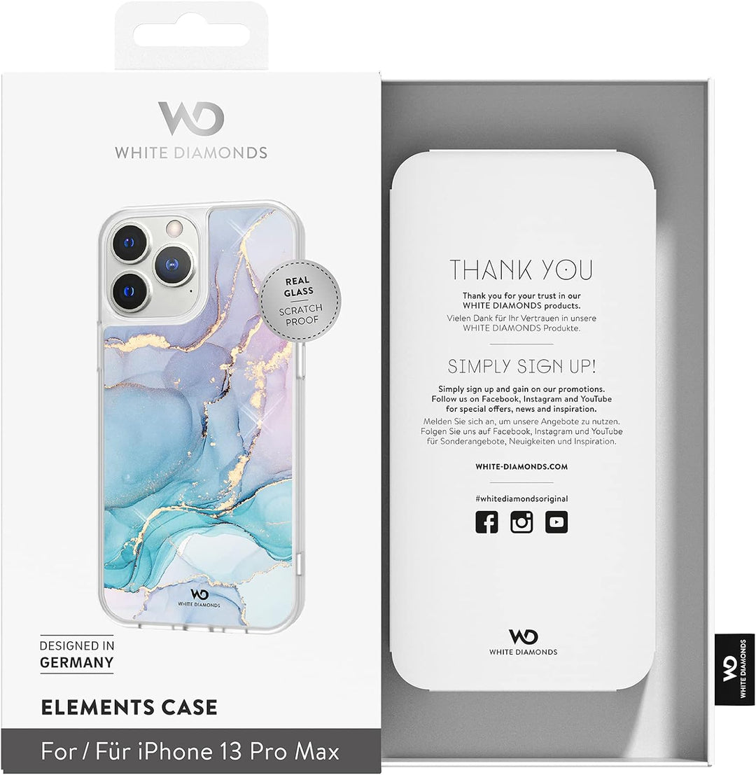 White Diamonds - Hülle Robust Marmoriert Handyhülle Case Passend für Apple iPhone 13 Pro Max I Tough