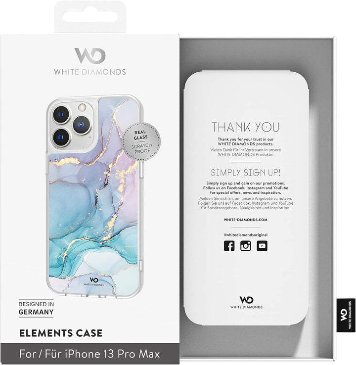 White Diamonds - Hülle Robust Marmoriert Handyhülle Case Passend für Apple iPhone 13 Pro Max I Tough
