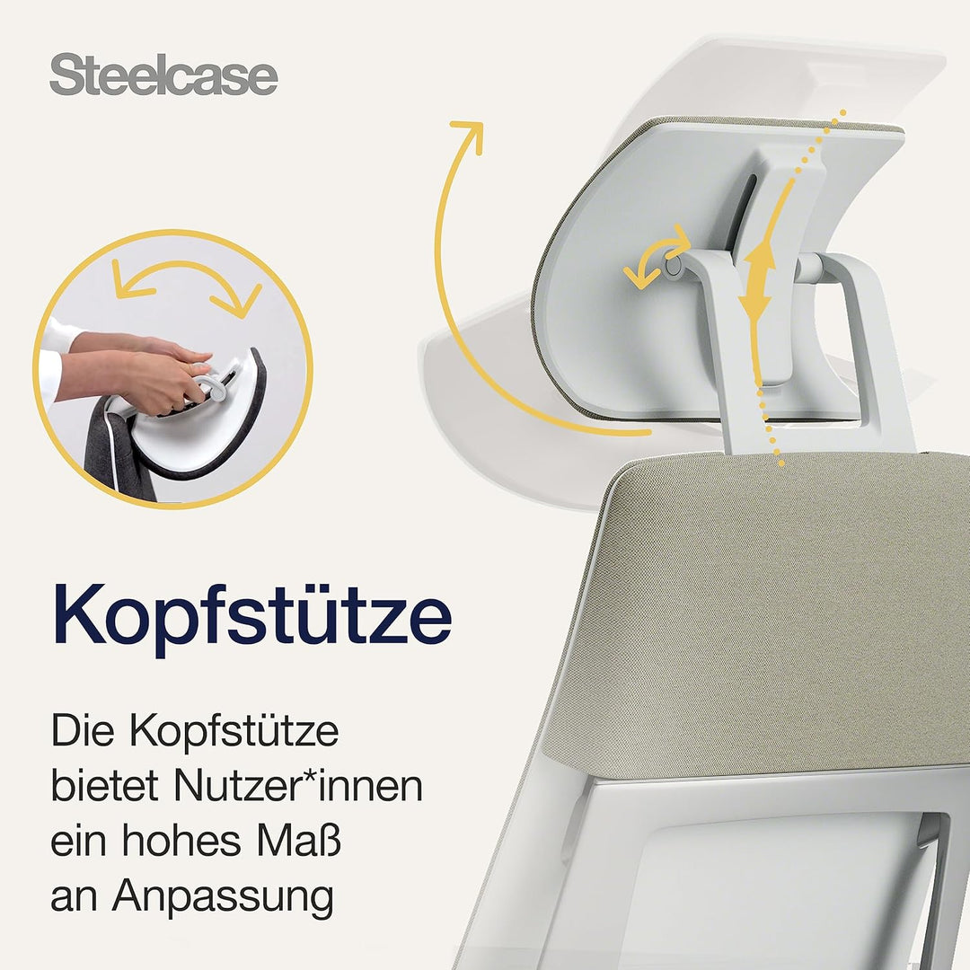 Steelcase Gesture Ergonomischer Bürostuhl mit 360° Armlehnen, 3D-Live Back Lumbalstütze, anpassbarer