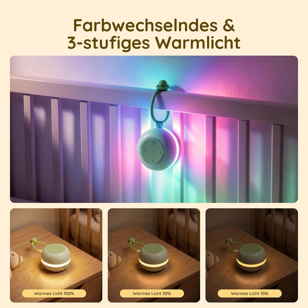 White Noise Machine Baby mit Nachtlicht &amp; Tragbar, Weisses Rauschen Baby