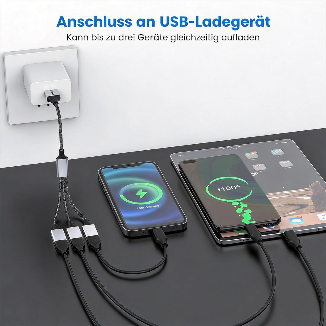MOGOOD USB Splitter 1 zu 3, USB 2.0 Splitter Ladekabel Netzkabel Verl ngerung Hub Adapter für MacBoo