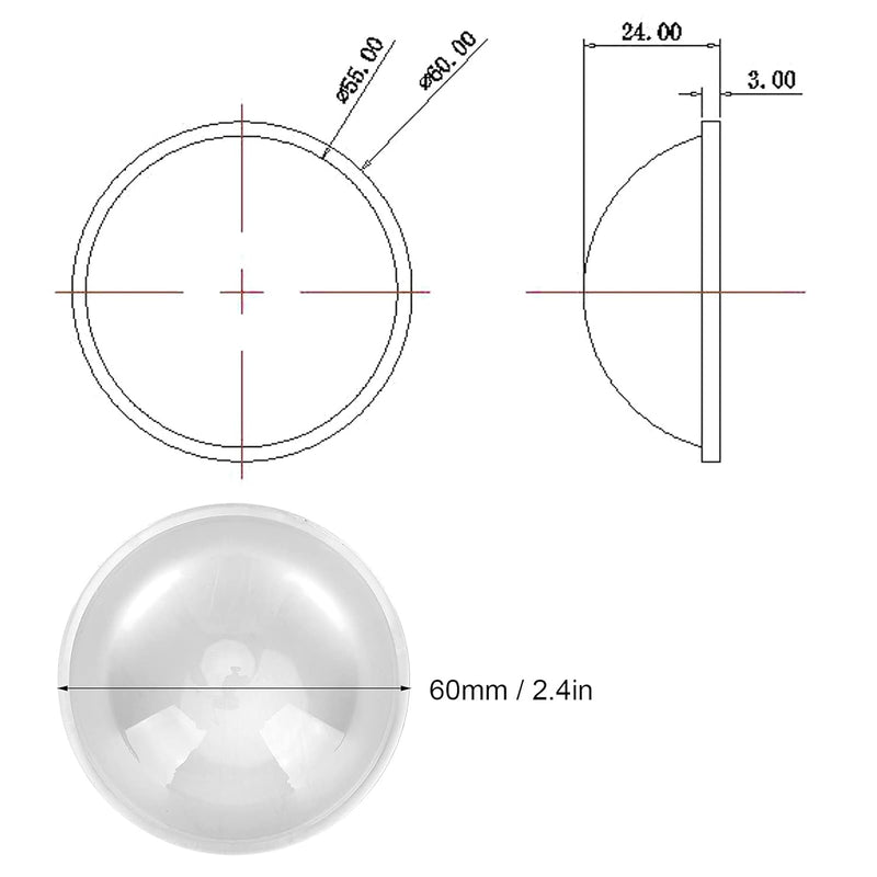 Durchmesser 60 Mm Konvexe Glaslinse für Sonnenuntergangslampen-Lupengläser, Optik Konvexe Linse LED-