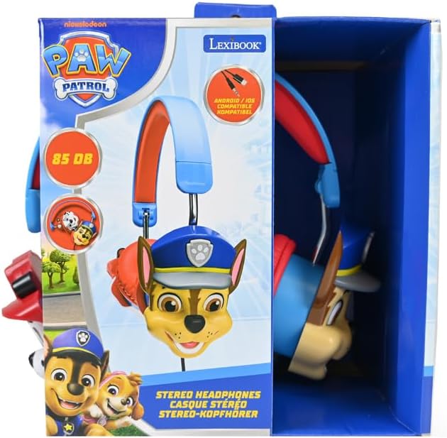 Lexibook, Paw Patrol, Faltbarer kabelgebundener Stereo-Kopfhörer mit Lautstärkebegrenzung Chase, Bla