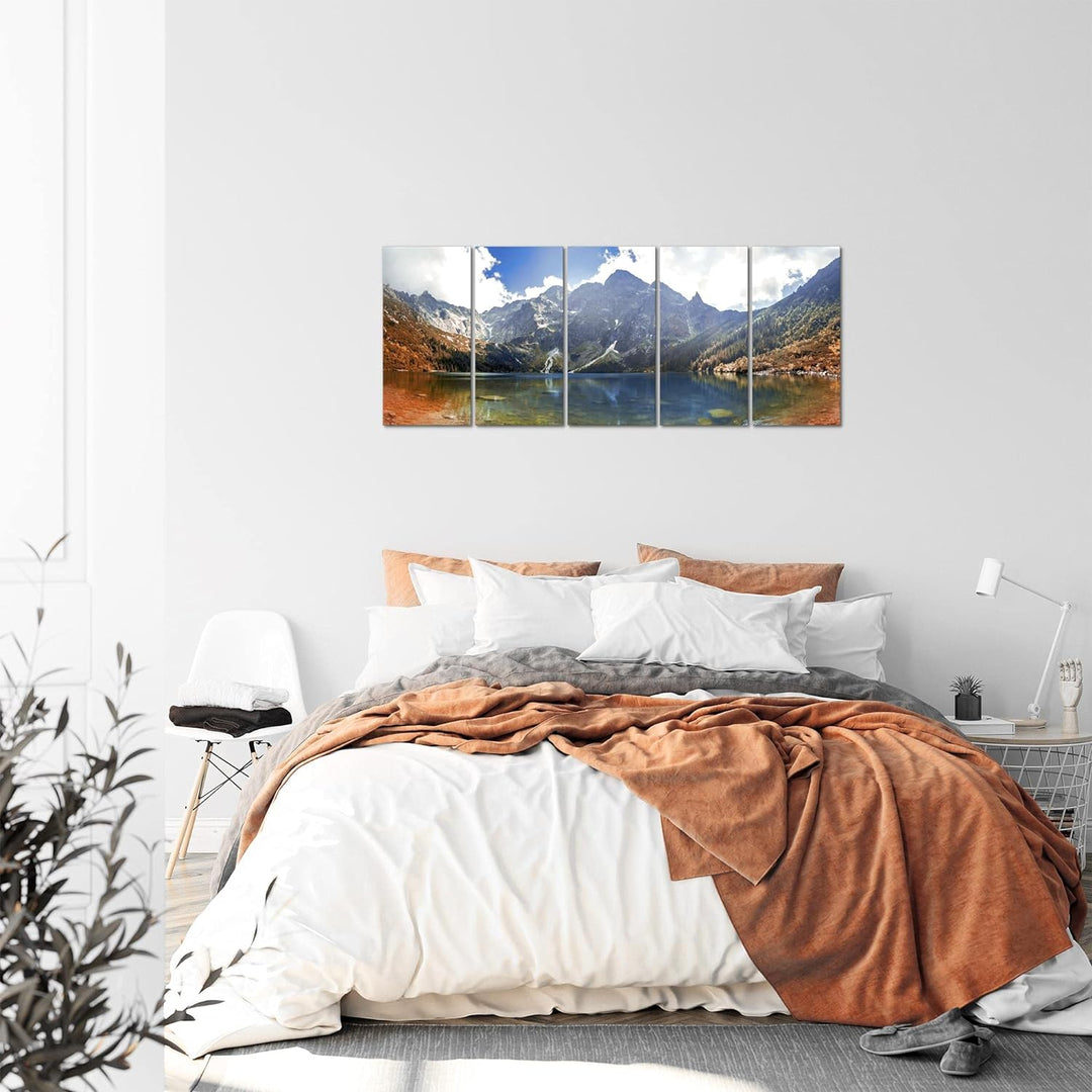 Runa Art Bild Berge Landschaft Wandbilder auf Vlies Leinwand 5 Teilig Wanddekoration Schlafzimmer Wo