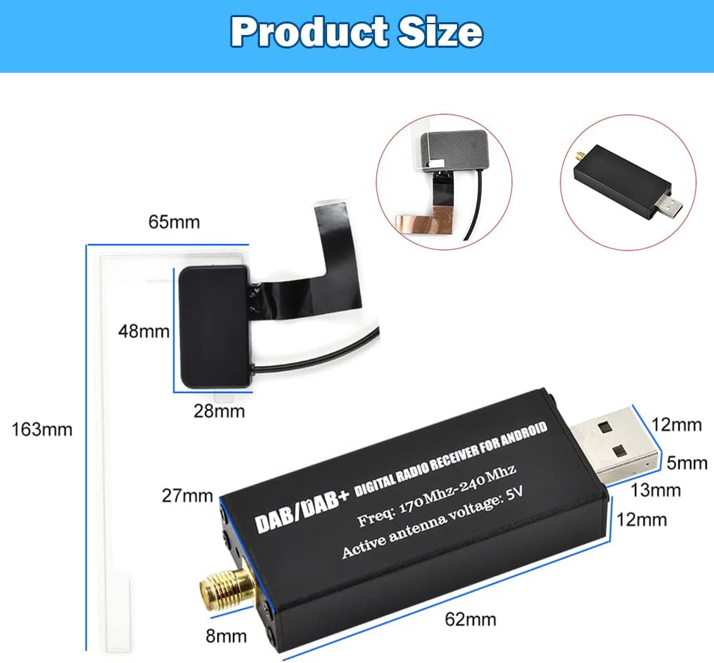 Hikity DAB+ Adapter Antennentuner für Autoradio Digital Empfänger Externe DAB Box Adapter Tuner Komp