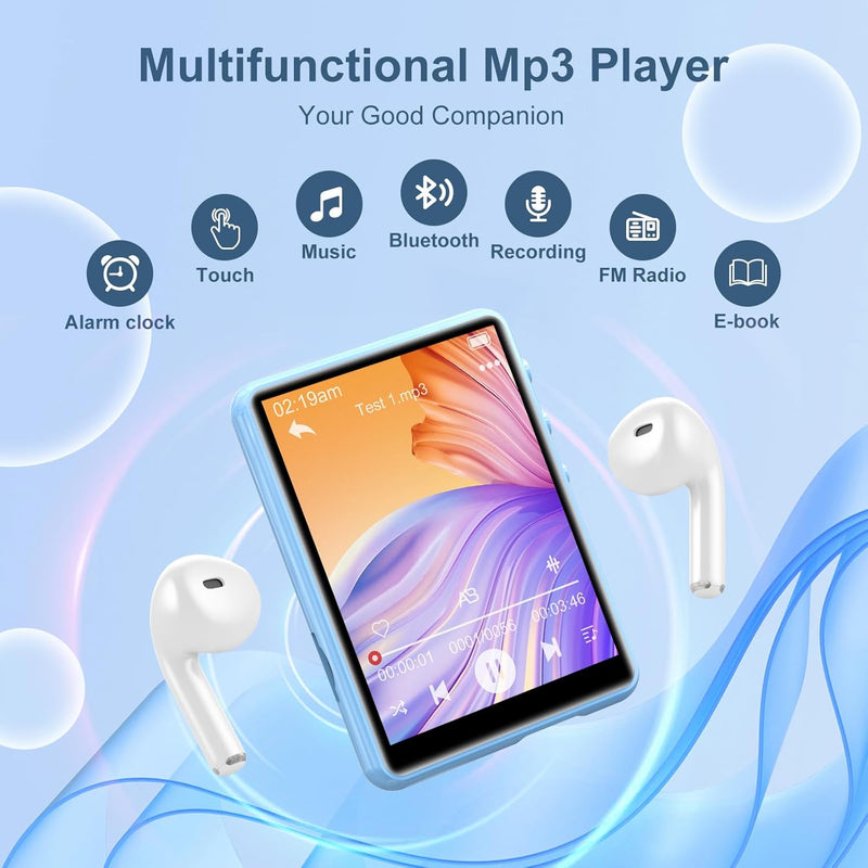 ZAQE 64GB MP3 Player Bluetooth 5.3 Stabil, 2.4" Touchscreen Walkman MP3 Bluetooth Tragbarer, HiFi MP