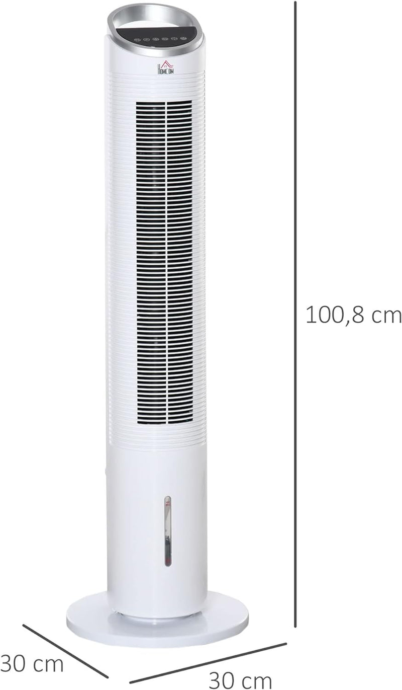HOMCOM Luftkühler mit Wasserkühlung Fernbedienung Turmventilator Standventilator mit Luftbefeuchtung