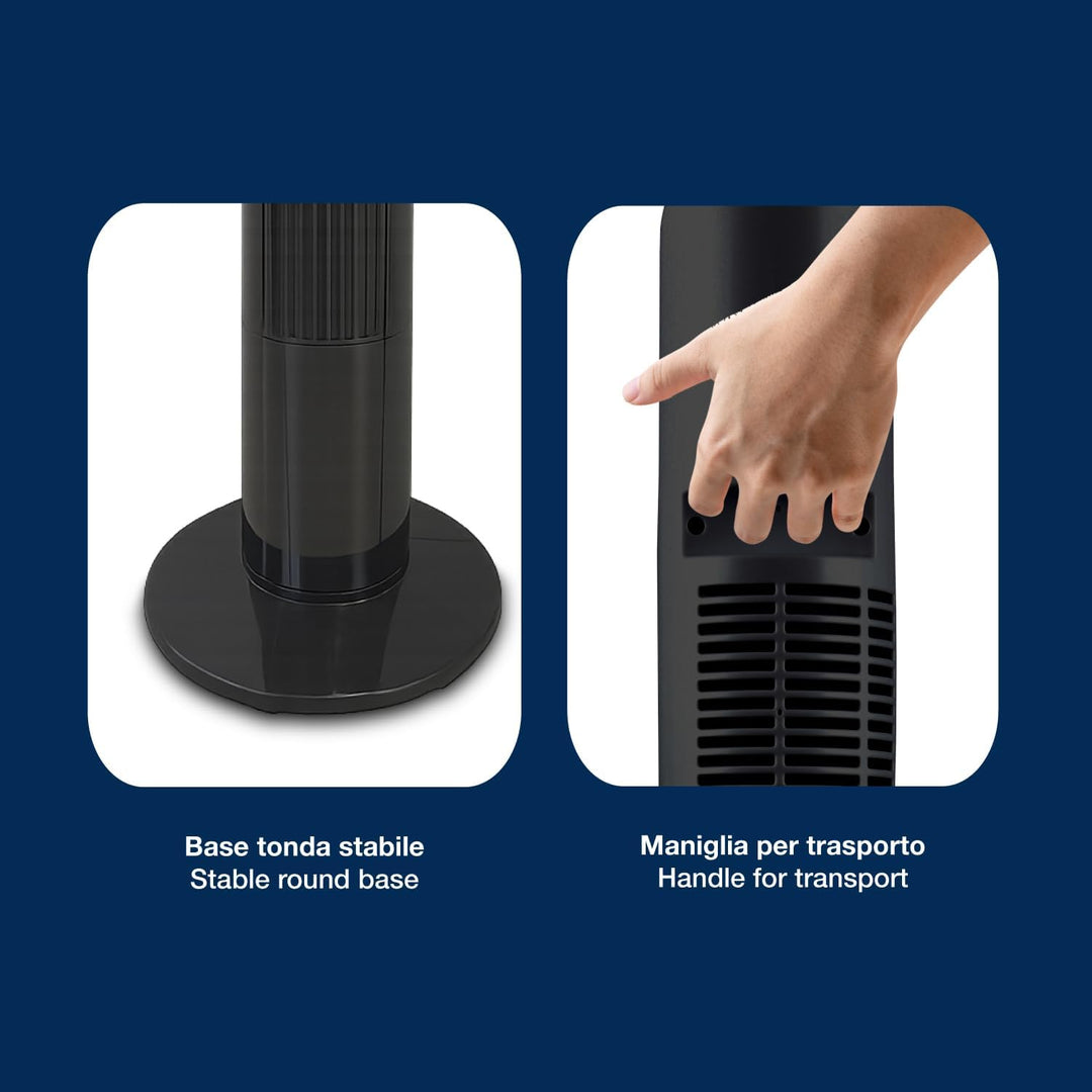 BEPER P206VEN310 Deluxe Digitaler Turmventilator mit Fernbedienung, leiser Turmventilator, 3 Geschwi