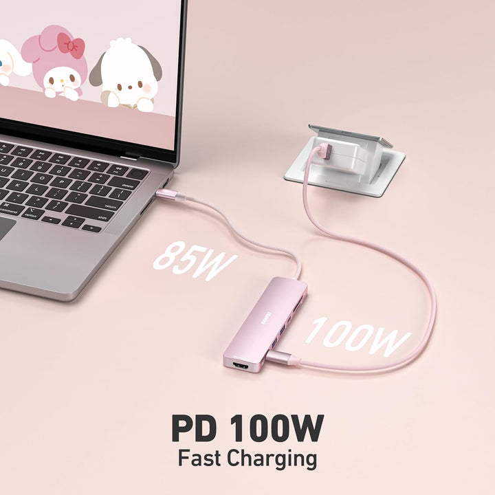 BENFEI 7-in-1 USB C Hub mit HDMI 4K@60Hz, 2 USB-A, 1 USB-C Daten, 100W Aufladung, SD/TF Kartenleser
