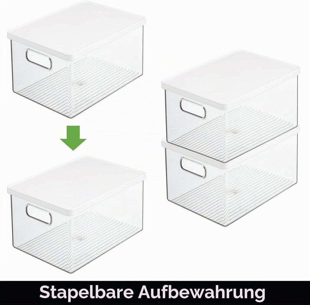 mDesign 2er-Set Kühlschrankbox – Kühlschrank Vorratsdose mit Griffen und abnehmbarem Deckel – lebens