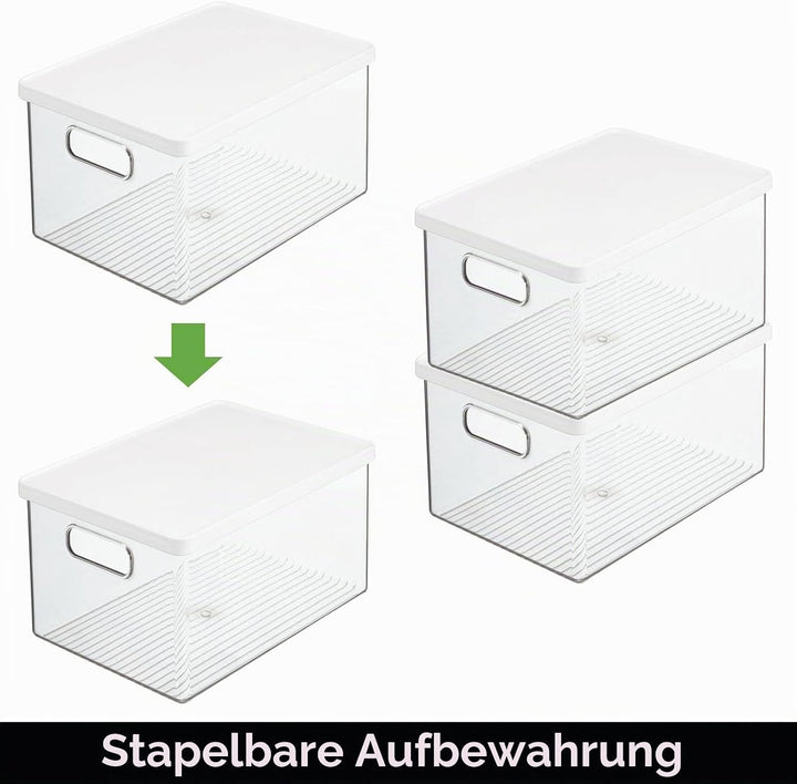 mDesign 2er-Set Kühlschrankbox – Kühlschrank Vorratsdose mit Griffen und abnehmbarem Deckel – lebens