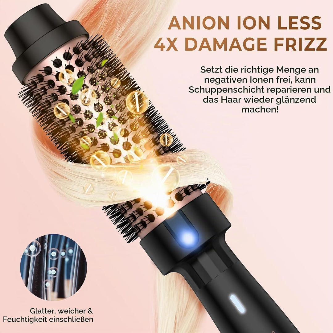 Thermal Brush Lockenbürste 3 in 1 Thermobürste 38mm, Lockenbürste LCD 120-200℃, Erhöhen Sie das Haar