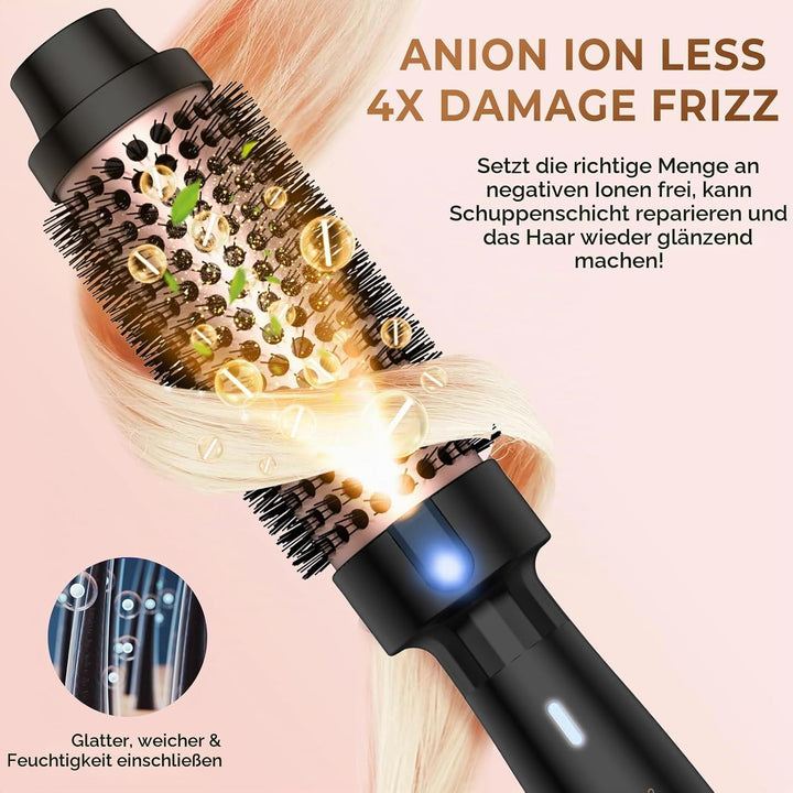 Thermal Brush Lockenbürste 3 in 1 Thermobürste 38mm, Lockenbürste LCD 120-200℃, Erhöhen Sie das Haar