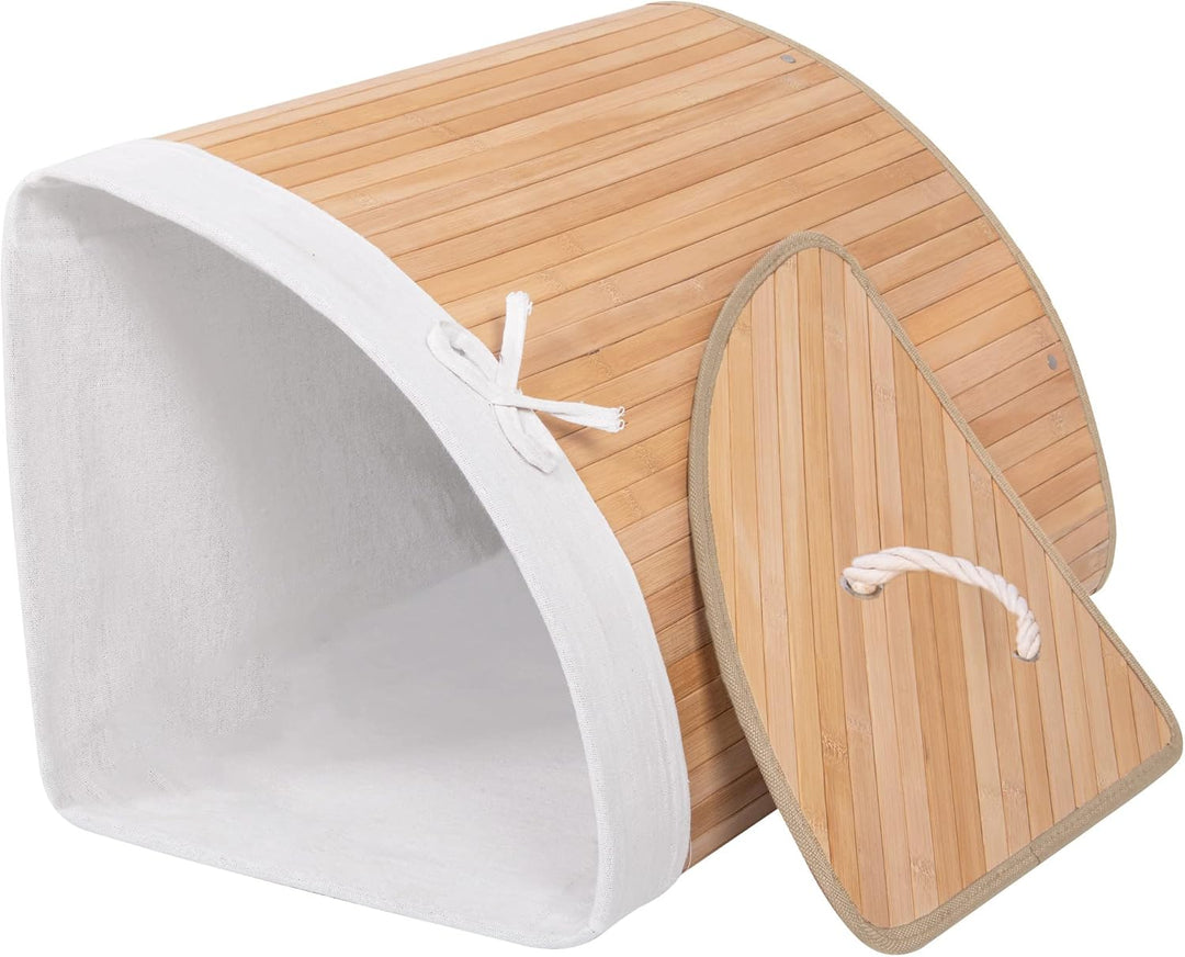 SPRINGOS Eckwäschekorb Wäschesammler mit Deckel 60 L Bambus Natural 73 l, Natural 73 l