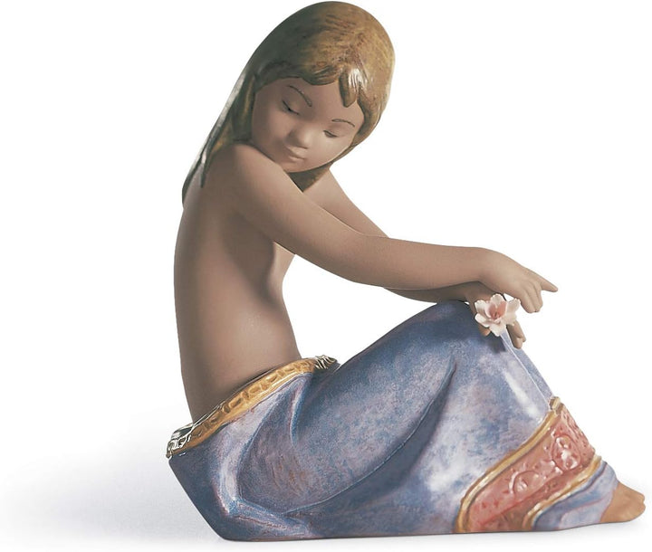 LLADRÓ Mädchen-Figur Sitzendes Südseemädchen. Mädchen. Porzellan.