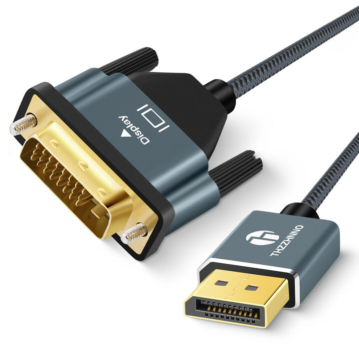Displayport vers DVI Câble 5M, DP vers DVI-D Nylon Tressé Adaptateur,Mâle vers Mâle 1080P@60Hz Ligne