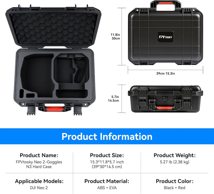 FPVtosky Koffer für dem DJI Neo 2 Motion Fly More Combo: Tasche für dem RC Motion 3, Goggles N3 und