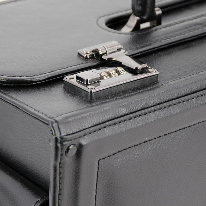 Roberto Romano handgefertigter Luxus Pilotenkoffer Milano aus Echtem Leder in schwarz 45043 | Lederk