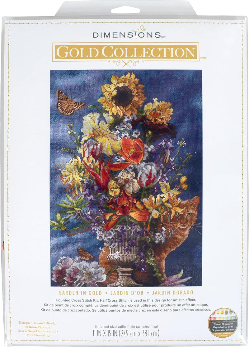 Dimensions 70-35404 Gold Collection Blumenvase Fortschrittliches Kreuzstich-Set, Baumwolle, Marinebl